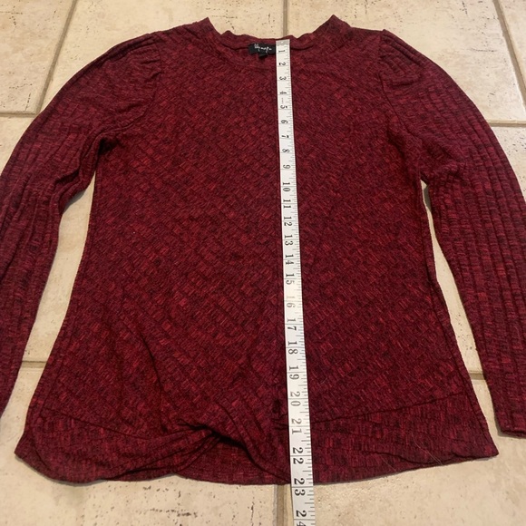 Lily Morgan Burgundy Ribbed Knit Long-Sleeve Top - L/G - Picture 6 of 6